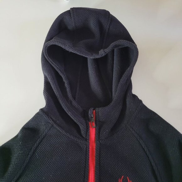 Spyder Quarter Zip Pullover Black Red Mens Lightweight Medium Long Sleeve Hood - Picture 3 of 11